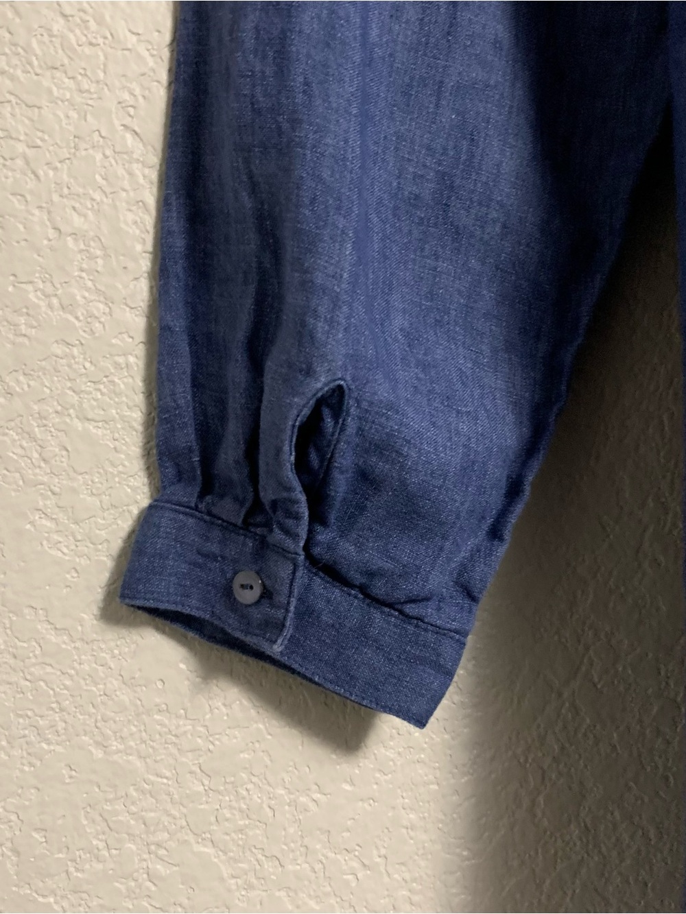 Eileen Fisher Linen Shirt Top Womens 1X Organic Linen Delave Classic Collar Blue - Picture 12 of 16
